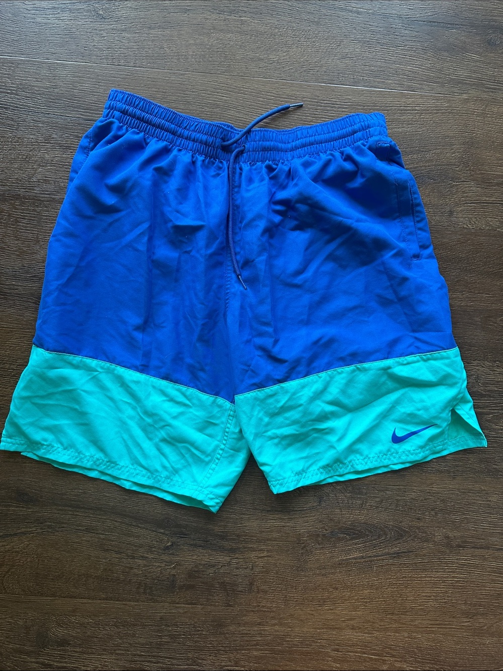 Nike Royal Blue and Teal Colorblock Swim Shorts